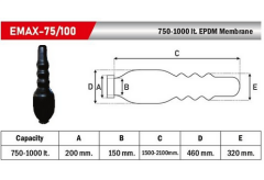 750-1000LT EPDM Hidrofor Membranı YERLİ  EMAX 750- 1000 LT