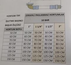 Paslanmaz Fleksi Hortum  70 cm 10 bar ( 1 1 /4 '' )  DİRSEKLİ  Tip