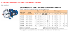 PASLANMAZ ÇİFT KADEME POMPA WB 2-70/185D  WATER SOUND 2,5 HP ( 220 VOLT)